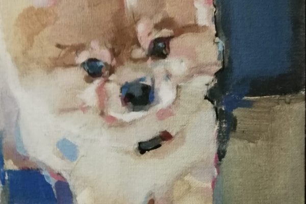 Acrylic, fabric on wood
35x25cm  300€ (frame separately)